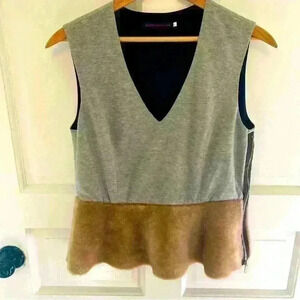 Harvey Faircloth silk lined design wool top size Large. Mixed materials womens
